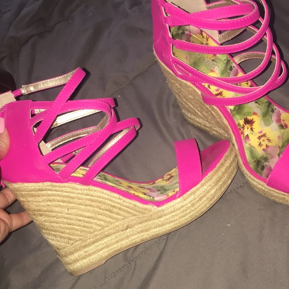 Shoes | Hot Pink Wedges | Poshmark